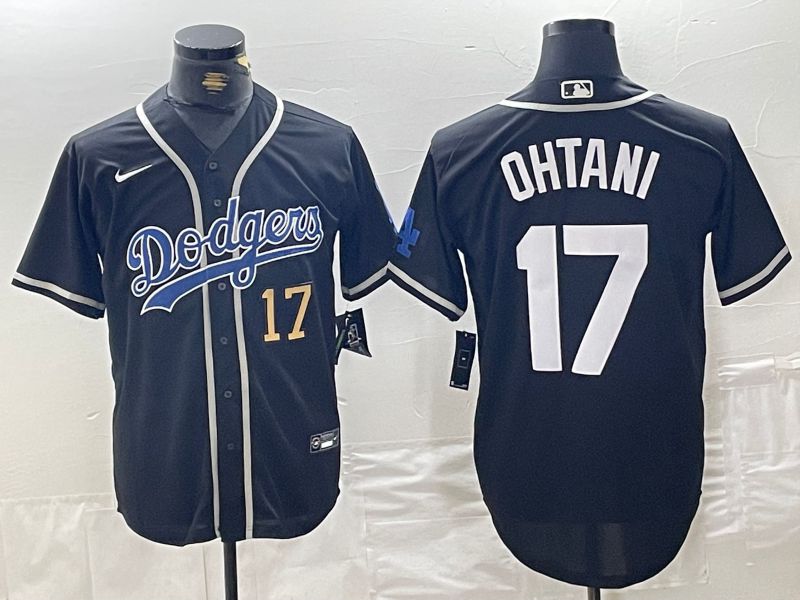 Men Los Angeles Dodgers #17 Ohtani Black Fashion Nike Game MLB Jersey style 50